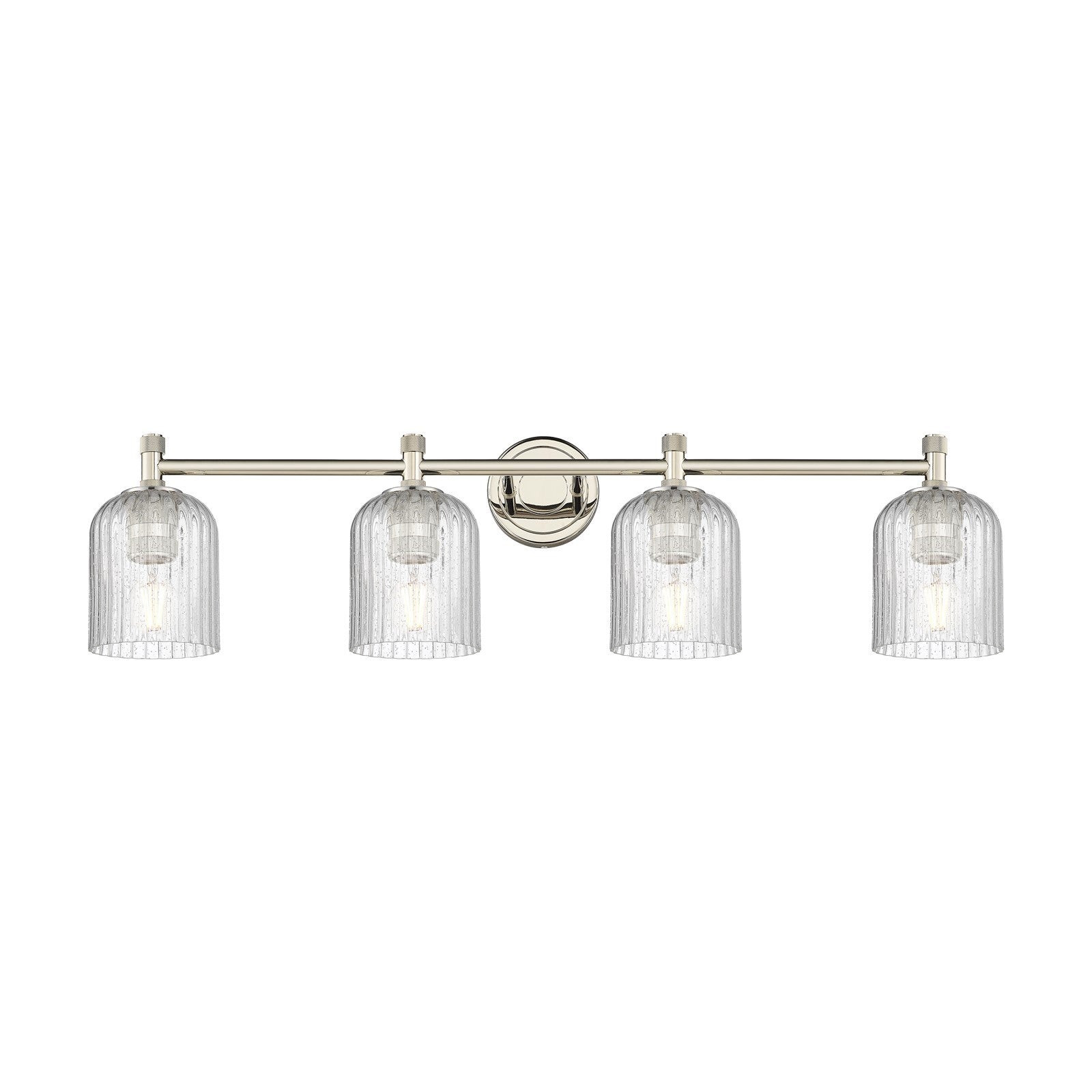 Innovations Crown Point 35in 4-Light Bath Vanity Light | Industrial Polished Nickel and Seedy Glass | Bathroom Vanity | Model 434-4W-PN-G559-5SDY