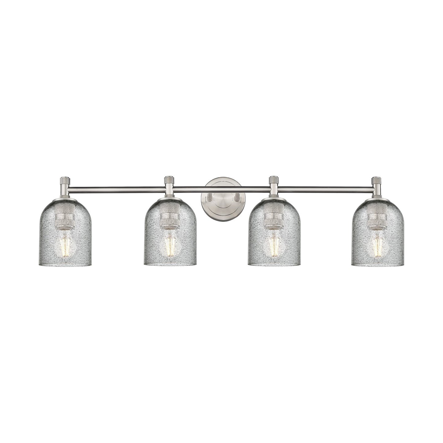 Innovations Caledonia 35.5in 4-Light Bath Vanity Light | Industrial Satin Nickel and Charcoal Glass | Bathroom & Vanity | Model 434-4W-SN-G257