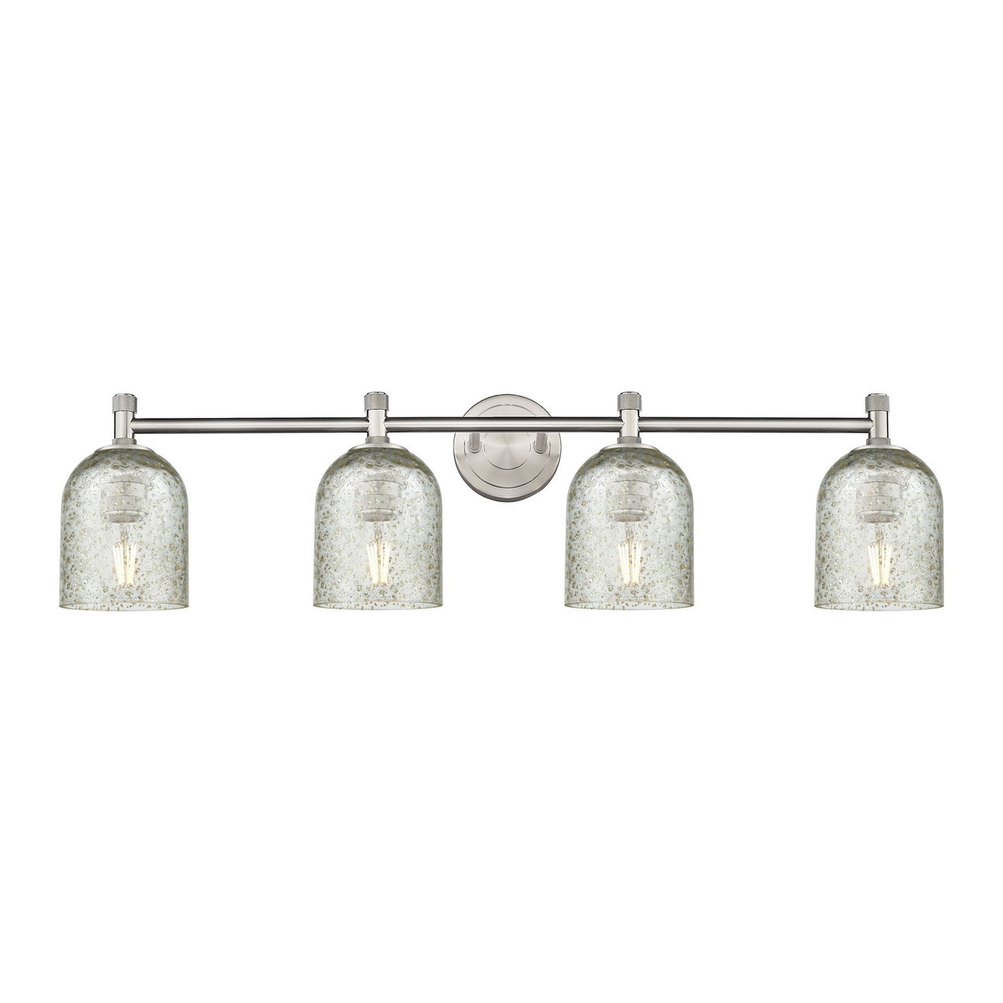 Innovations Caledonia 35.5in 4-Light Bath Vanity Light | Industrial Satin Nickel and Mica Glass | Bathroom & Vanity | Model 434-4W-SN-G259