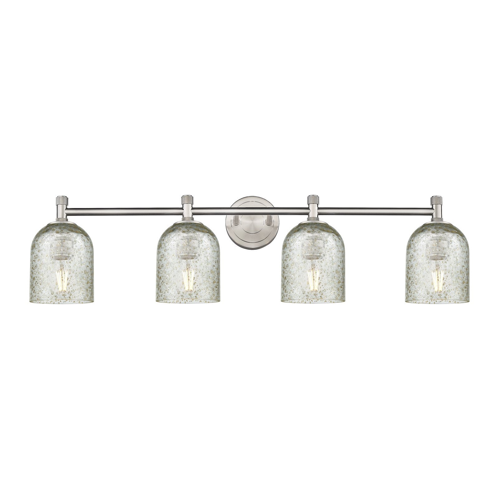 Innovations Caledonia 35.5in 4-Light Bath Vanity Light | Industrial Satin Nickel and Mica Glass | Bathroom & Vanity | Model 434-4W-SN-G259