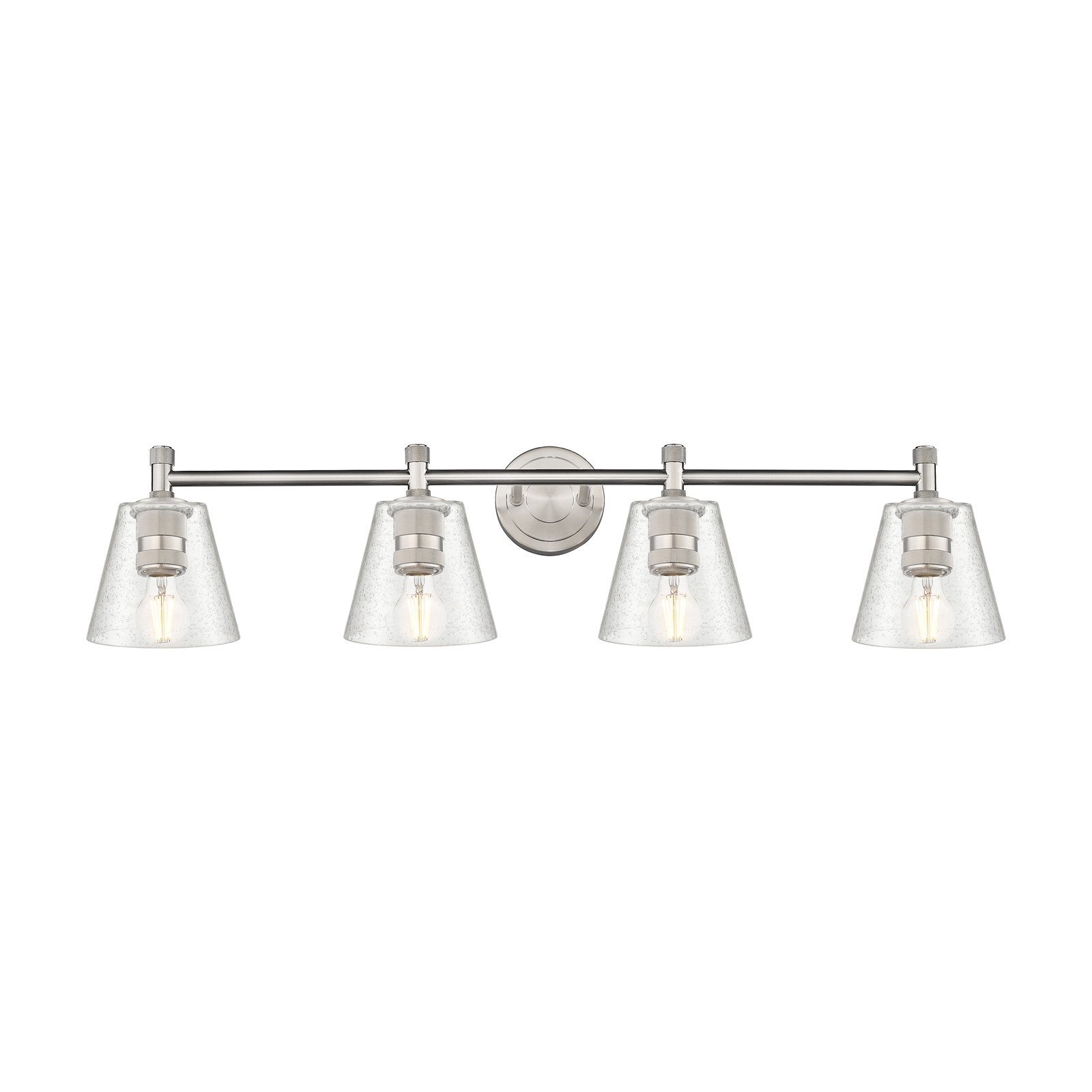 Innovations Caton 36in 4-Light Bath Vanity Light | Industrial Satin Nickel and Frosted Glass | Bathroom Vanity | Model 434-4W-SN-G454
