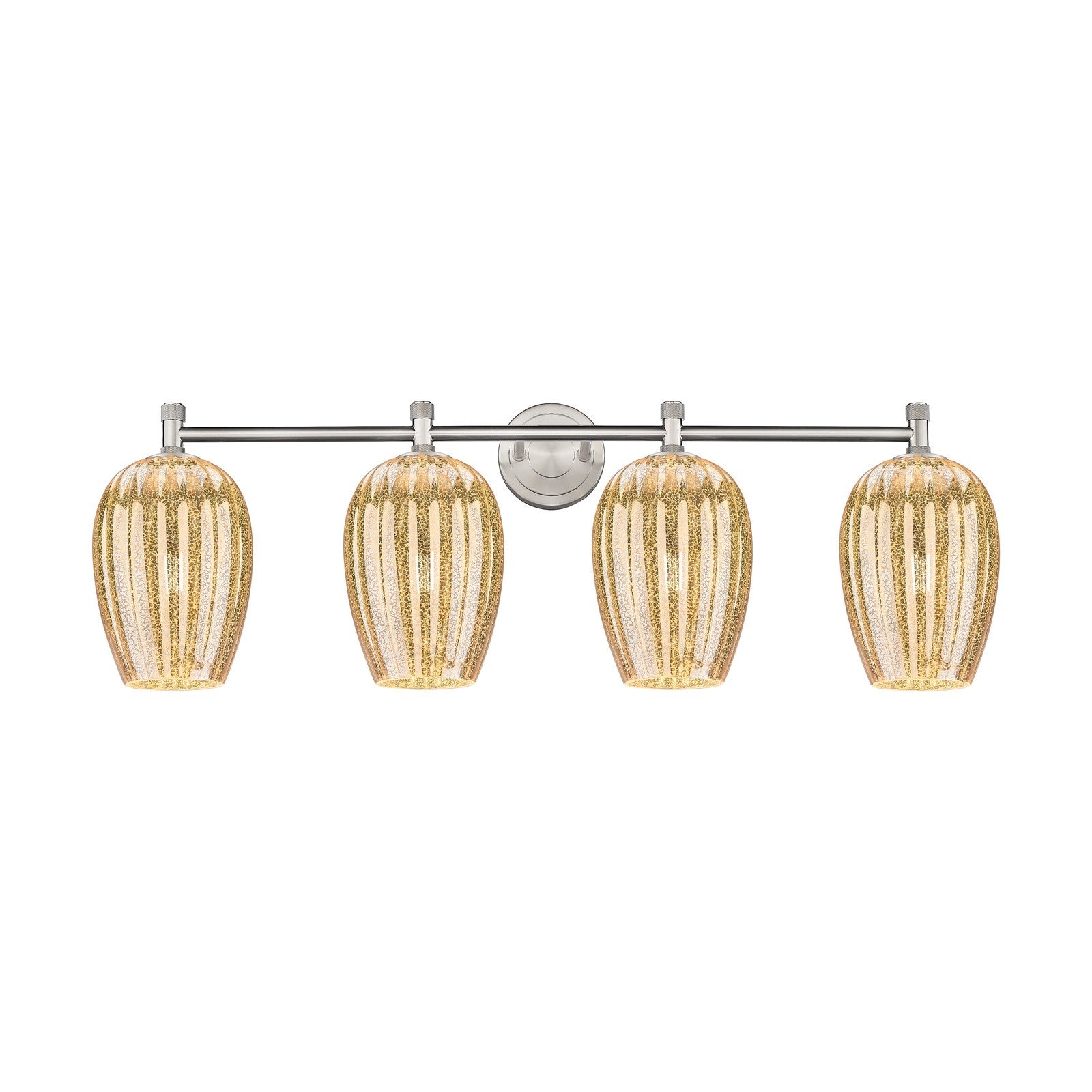 Innovations Preston Flute 36in 4-Light Bath Vanity Light | Industrial Satin Nickel and Mercury Glass | Bathroom Vanity | Model 434-4W-SN-G457-6ME