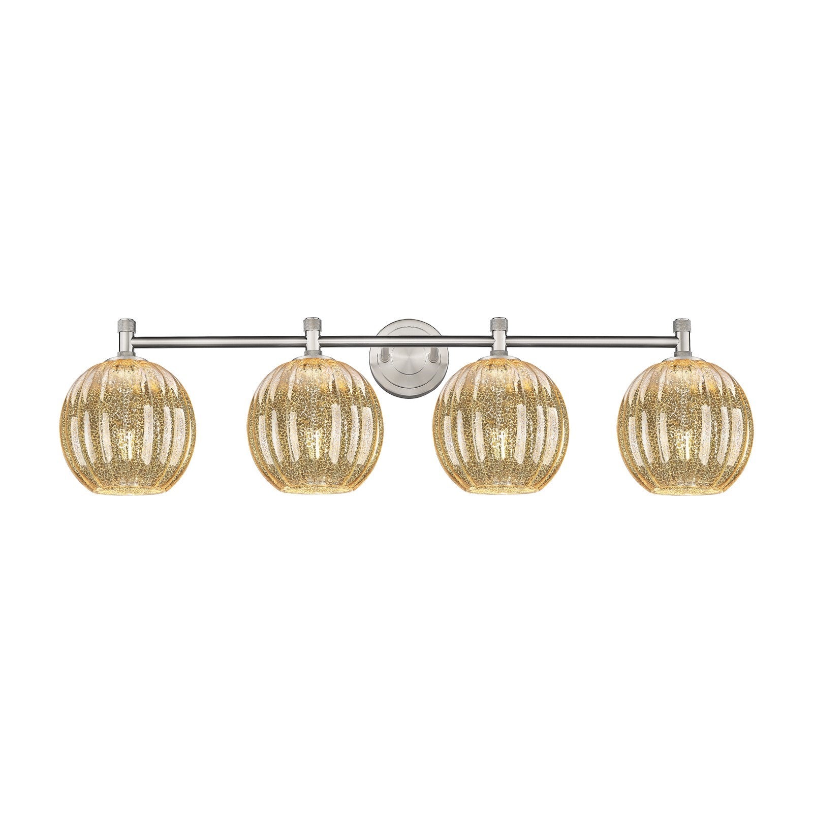 Innovations Preston Globe 37in 4-Light Bath Vanity Light | Industrial Satin Nickel and Mercury Glass | Bathroom Vanity | Model 434-4W-SN-G458-7ME