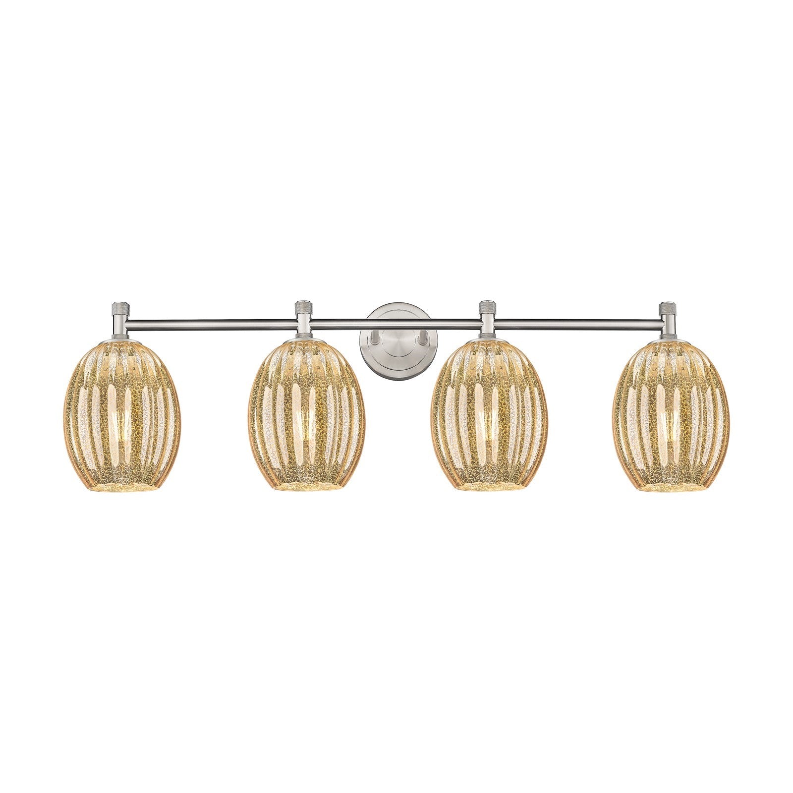 Innovations Preston Bulb 37in 4-Light Bath Vanity | Industrial Satin Nickel and Mercury Glass | Bathroom Vanity | Model 434-4W-SN-G459-6ME