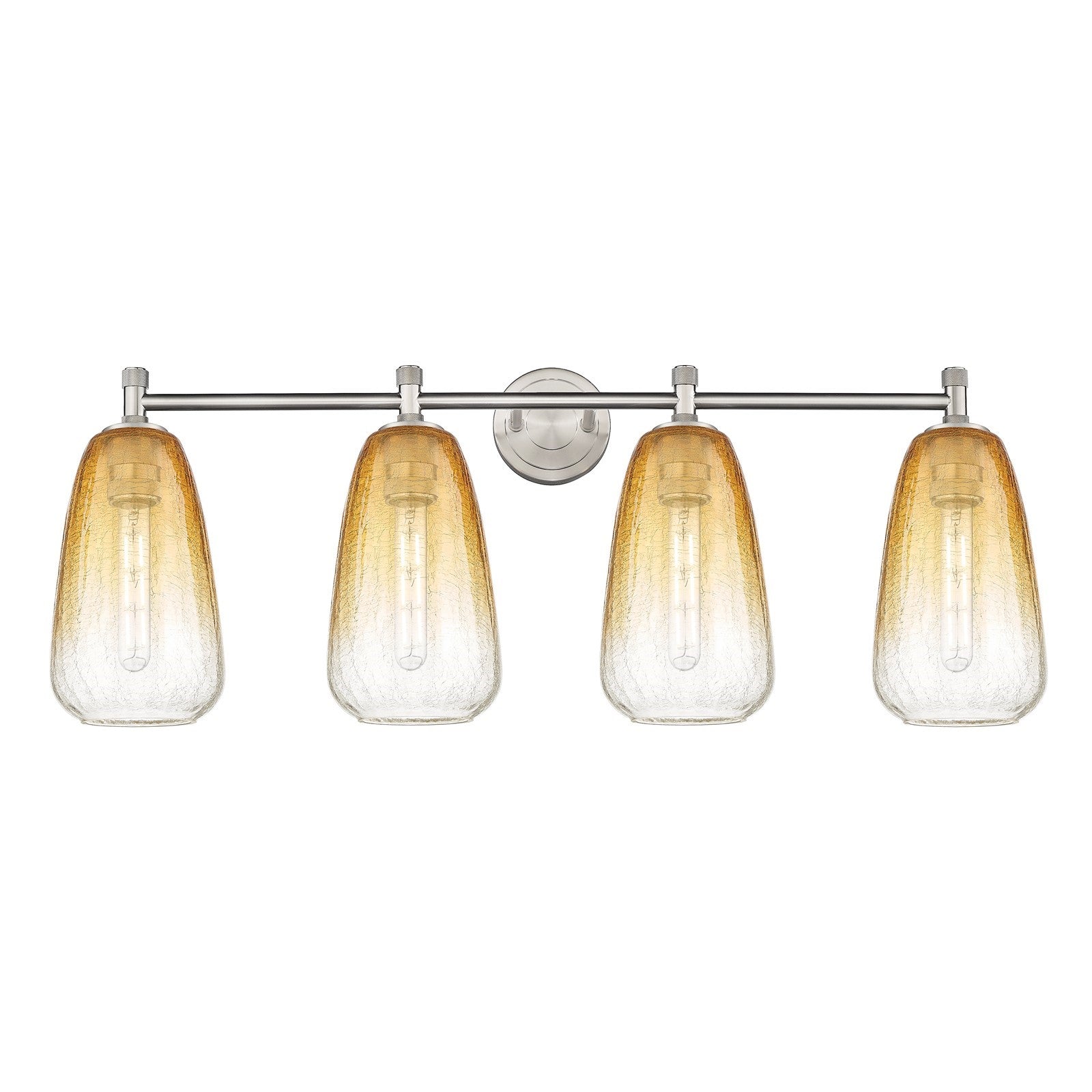 Innovations Brookhaven Almond 37in 4-Light Bath Vanity | Industrial Satin Nickel and Amber Glass | Bathroom Vanity | Model 434-4W-SN-G480-6AM