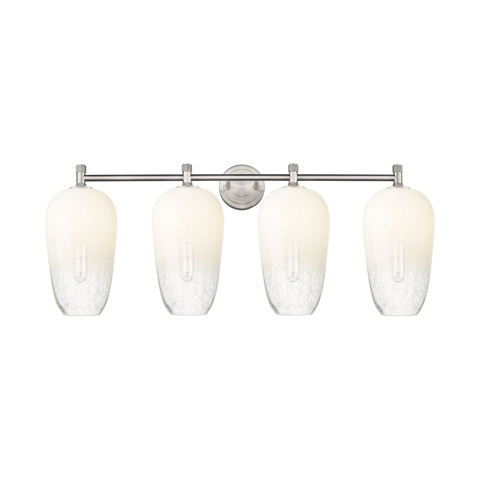 Innovations Brookhaven Flute 37.5in 4-Light Bath Vanity | Industrial Satin Nickel and Opal Glass | Bathroom & Powder Room | Model 434-4W-SN-G484-7OP