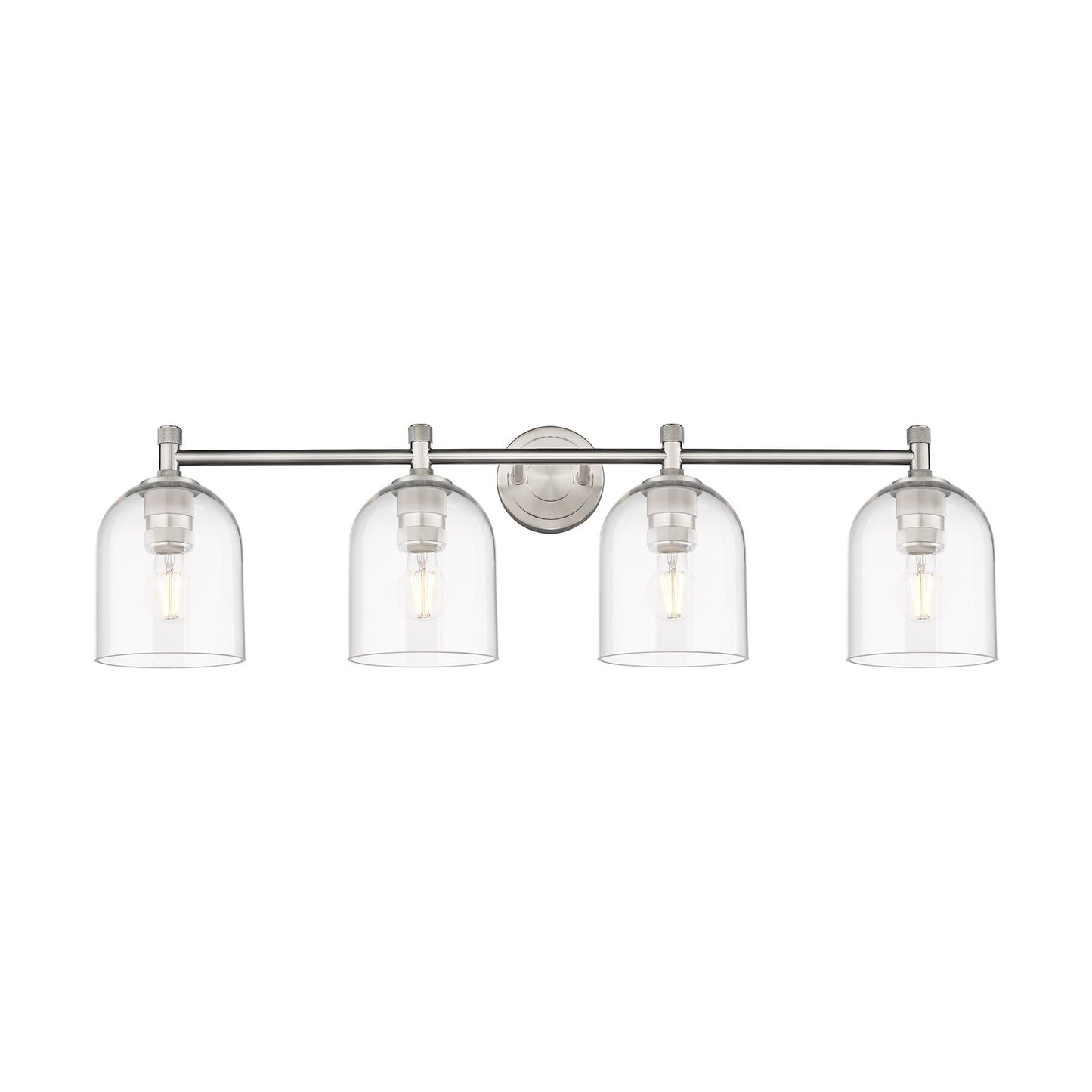 Innovations Bella 36in 4-Light Bath Vanity | Industrial Satin Nickel and Clear Glass | Bathroom & Powder Room | Model 434-4W-SN-G558-6CL