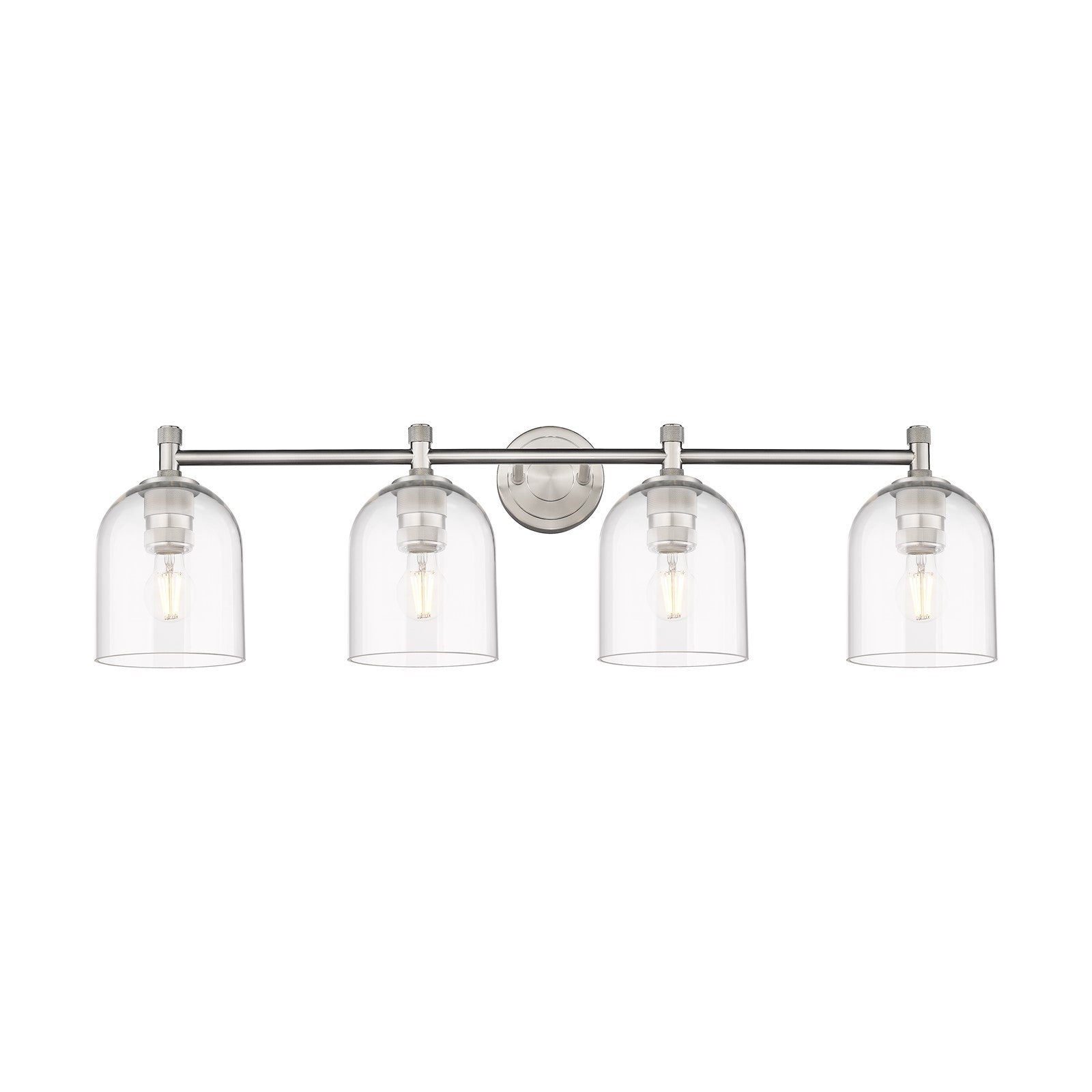 Innovations Bella 36in 4-Light Bath Vanity | Industrial Satin Nickel and Clear Glass | Bathroom & Powder Room | Model 434-4W-SN-G558-6CL