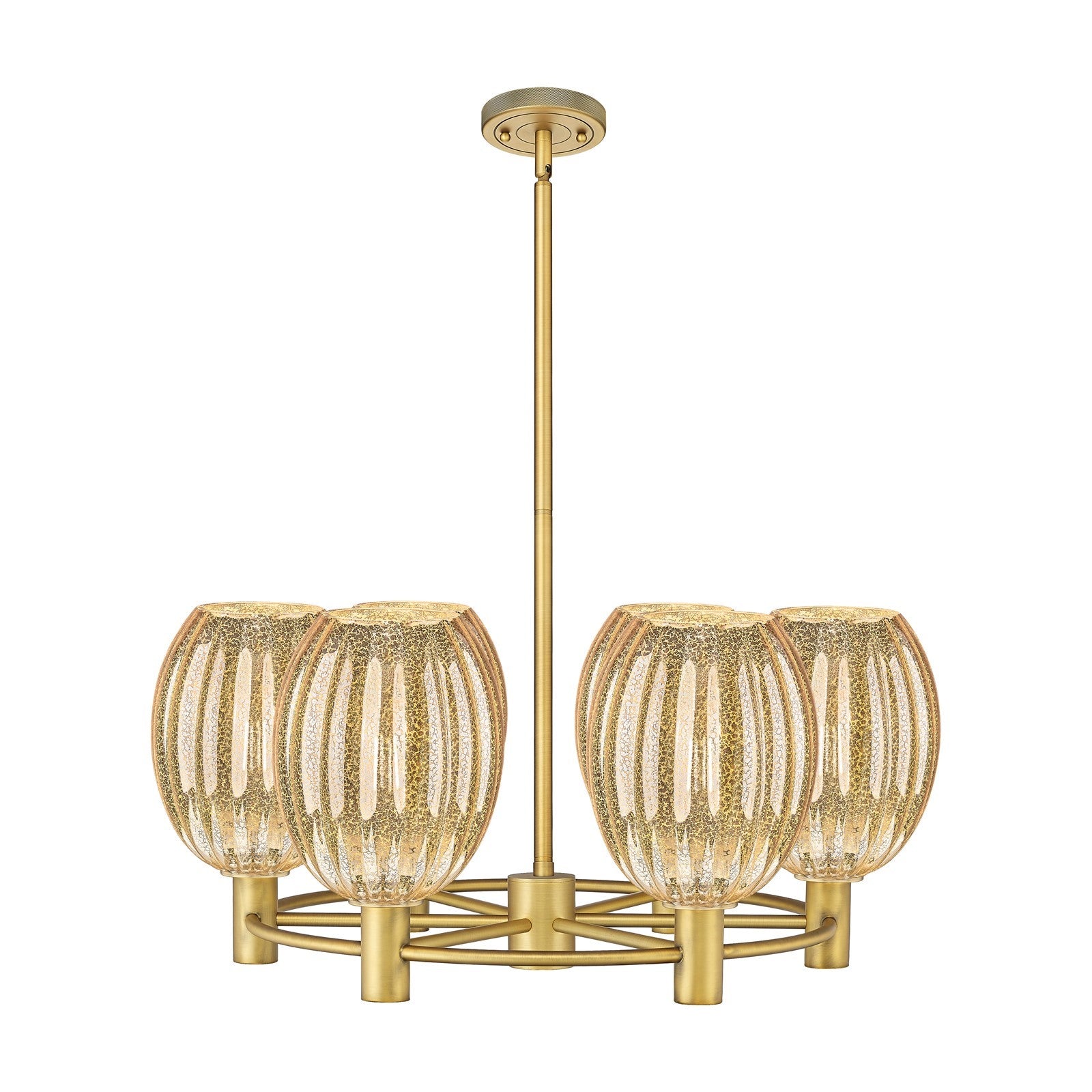Innovations Preston Bulb 26in 6-Light Chandelier | Industrial Brushed Brass and Mercury Glass | Dining Room & Kitchen | Model 434-6CR-BB-G459-6ME