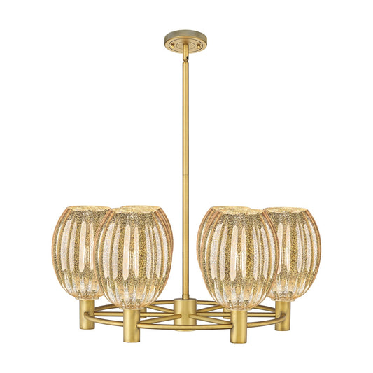 Innovations Preston Bulb 26in 6-Light Chandelier | Industrial Brushed Brass and Mercury Glass | Dining Room & Kitchen | Model 434-6CR-BB-G459-6ME