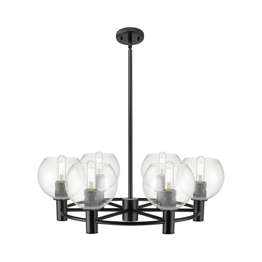 Innovations CP 6Lt 26" Athens Stem Chandelier, BK/CL - 434-6CR-BK-G122-6