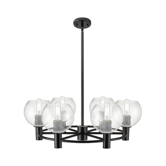 Innovations CP 6Lt 26" Athens Stem Chandelier, BK/SD - 434-6CR-BK-G124-6