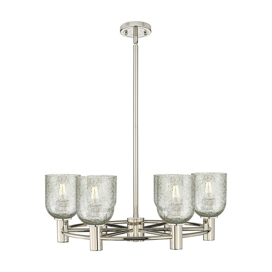 Innovations Caledonia 25in 6-Light Chandelier | Industrial Polished Nickel and Mica Glass | Dining Room & Kitchen Island | Model 434-6CR-PN-G259