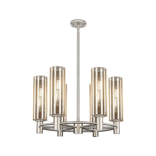 Innovations Crown Point 6Lt 24" Stem Chandelier/12" PN/MC - 434-6CR-PN-G434-12ME
