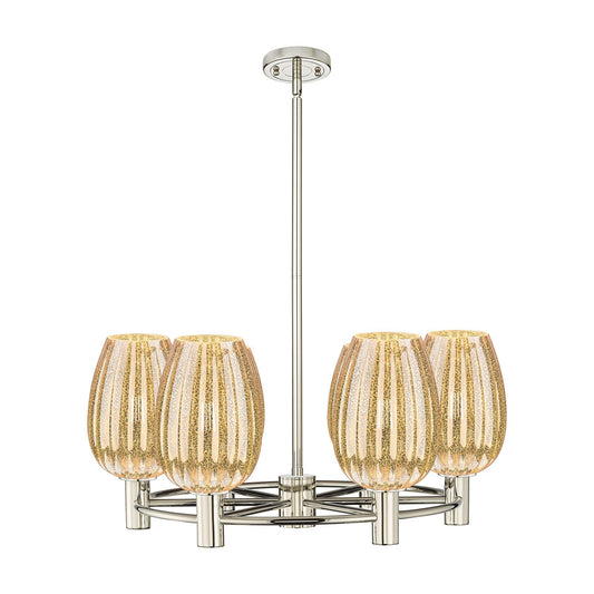 Innovations Preston Flute 26in 6-Light Chandelier | Industrial Polished Nickel and Mercury Glass | Dining Room & Kitchen | Model 434-6CR-PN-G457-6ME