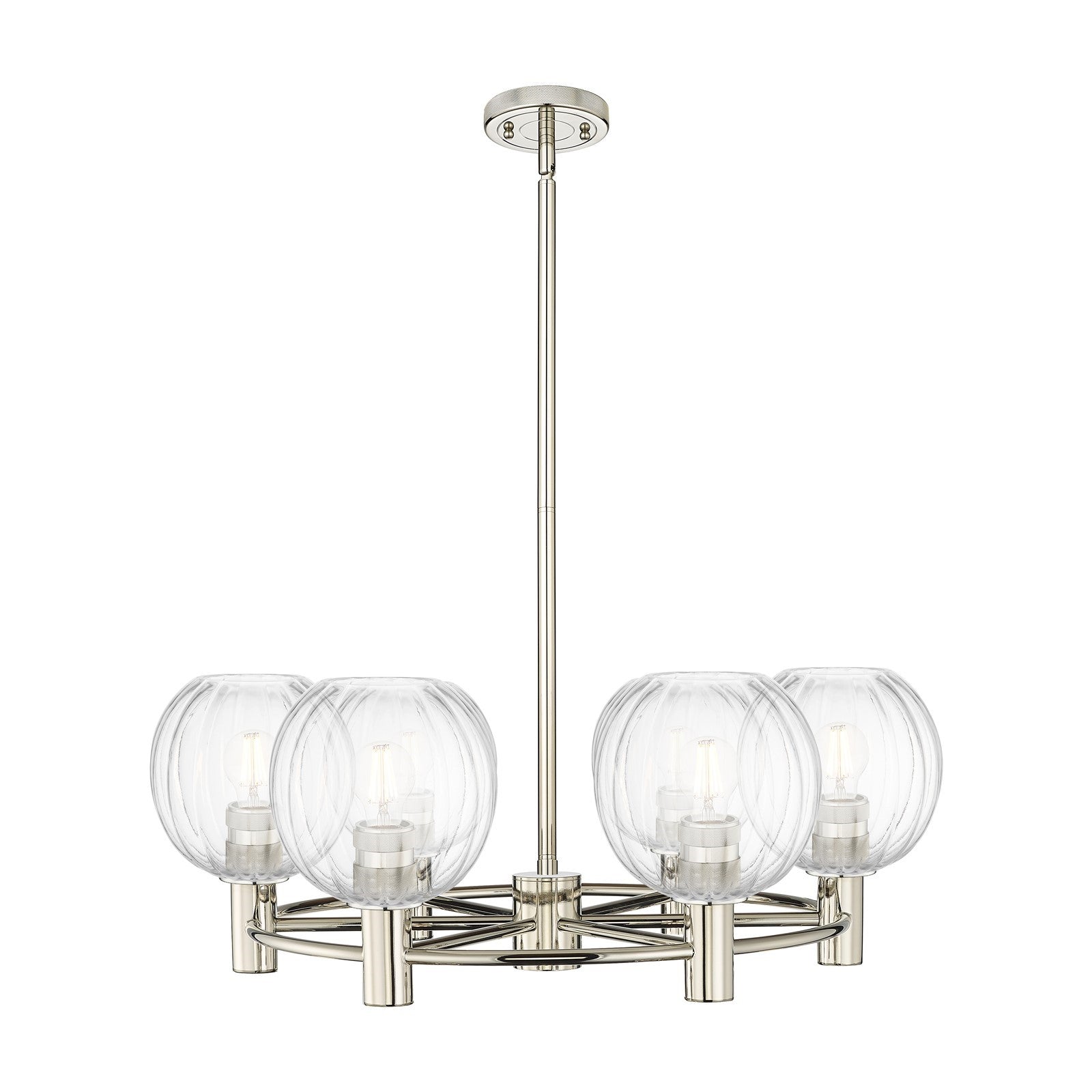 Innovations Preston Globe 27in 6-Light Chandelier | Industrial Polished Nickel and Clear Glass | Dining Room & Kitchen | Model 434-6CR-PN-G458-7CL