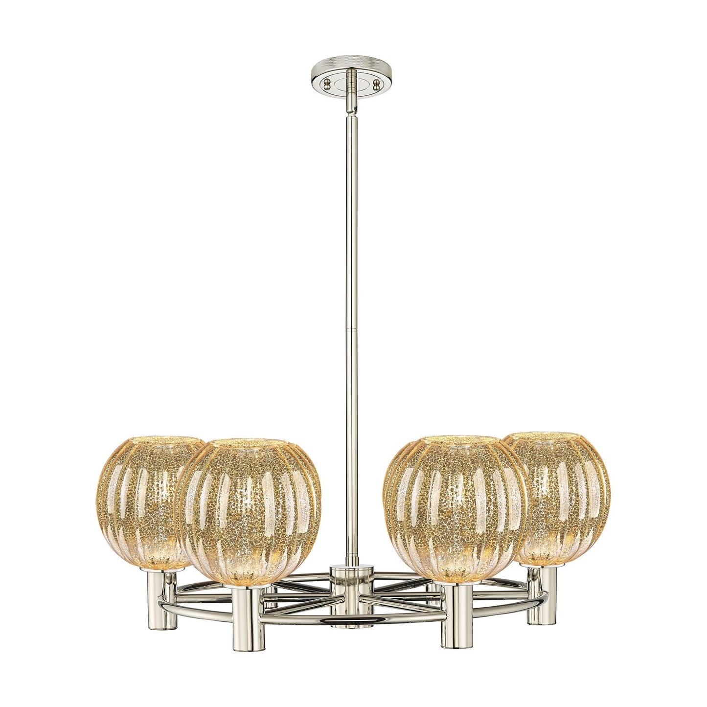 Innovations Preston Globe 27in 6-Light Chandelier | Industrial Polished Nickel and Mercury Glass | Kitchen Island | Model 434-6CR-PN-G458-7ME