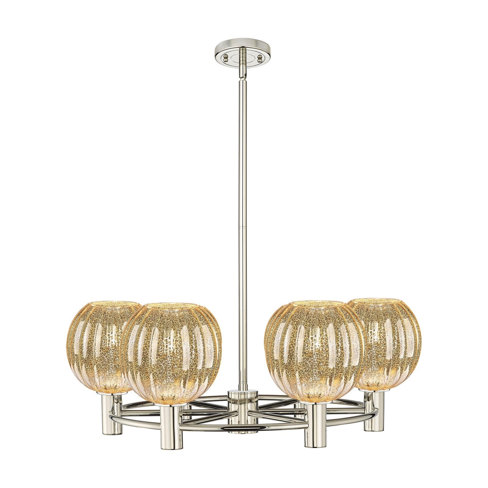 Innovations Preston Globe 27in 6-Light Chandelier | Industrial Polished Nickel and Mercury Glass | Kitchen Island | Model 434-6CR-PN-G458-7ME