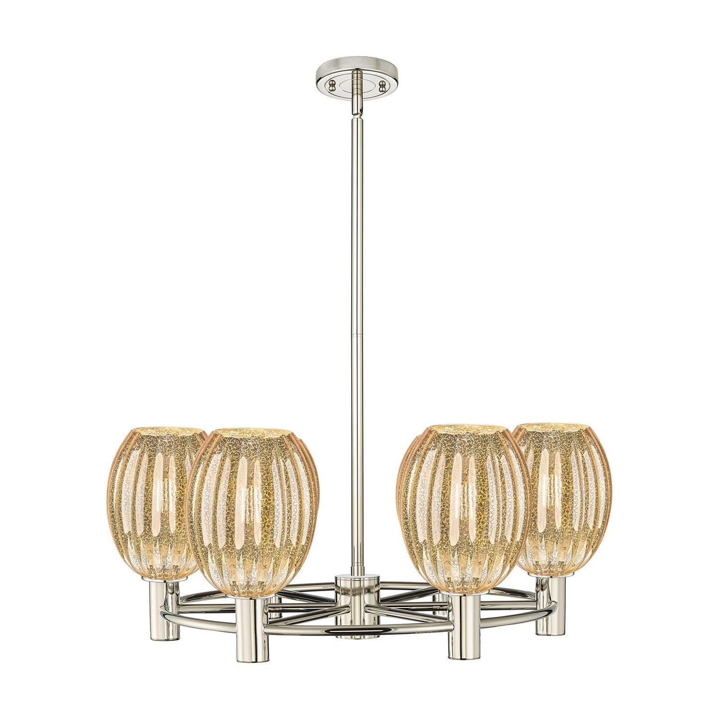 Innovations Preston Bulb 26in 6-Light Chandelier | Industrial Polished Nickel and Mercury Glass | Kitchen Island & Dining | Model 434-6CR-PN-G459-6ME