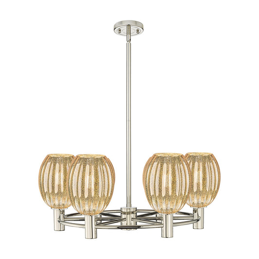Innovations Preston Bulb 26in 6-Light Chandelier | Industrial Polished Nickel and Mercury Glass | Kitchen Island & Dining | Model 434-6CR-PN-G459-6ME