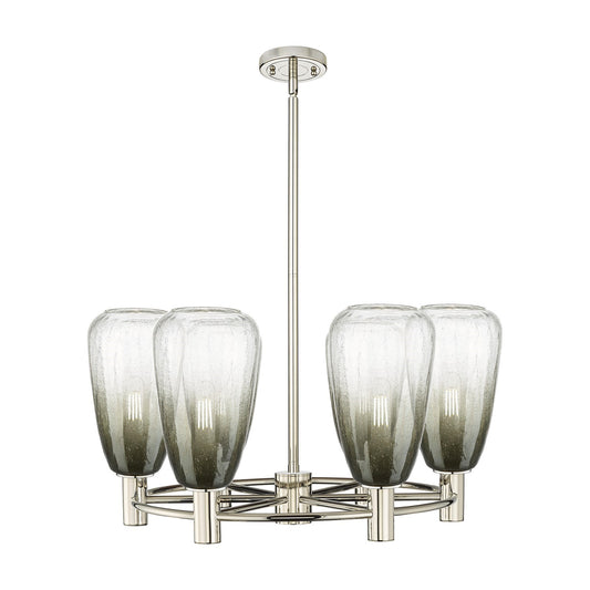 Innovations Brookhaven Almond 26in 6-Light Chandelier | Industrial Polished Nickel and Slate Glass | Dining Room | Model 434-6CR-PN-G480-6SL
