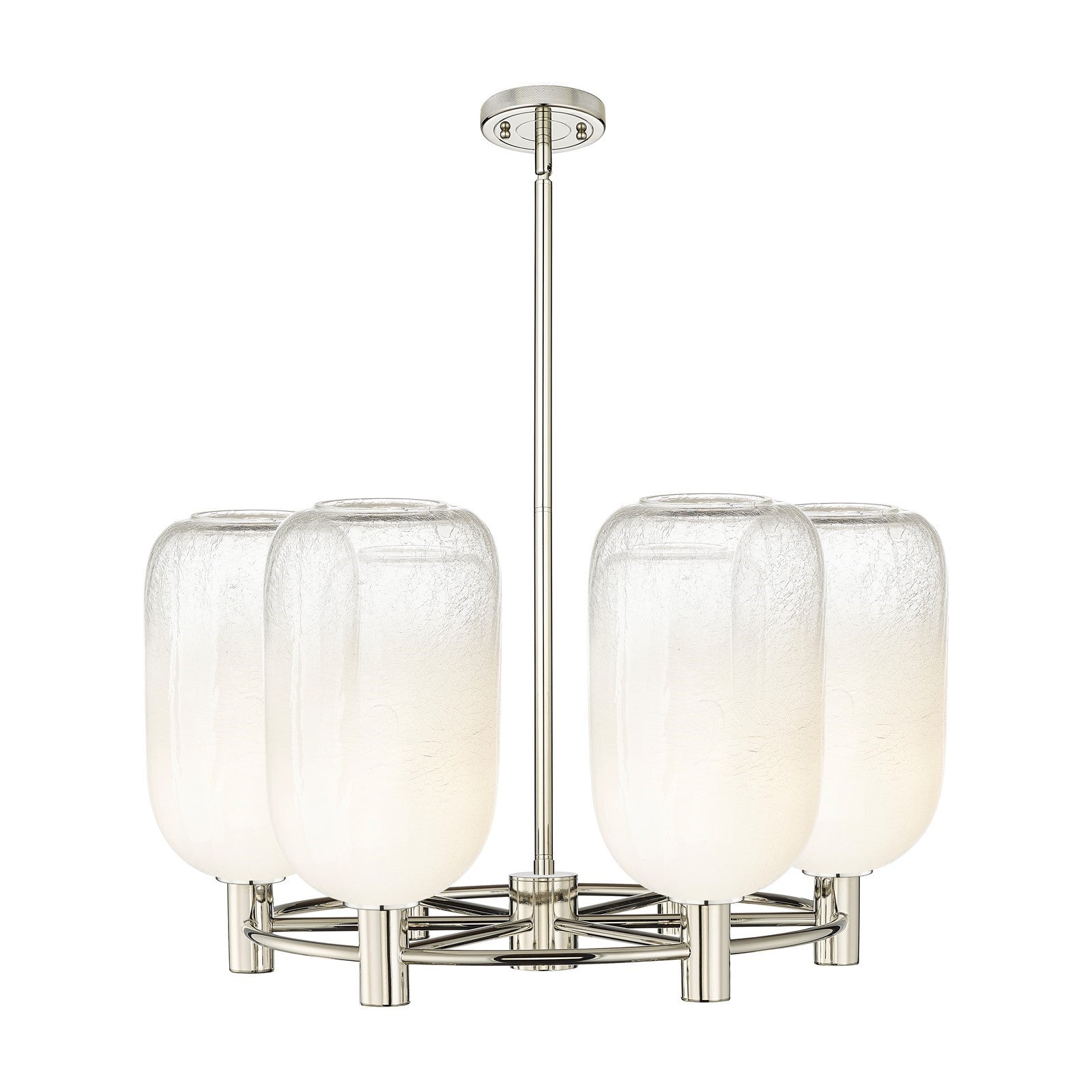 Innovations Brookhaven Cloche 27in 6-Light Chandelier | Industrial Polished Nickel and Opal Glass | Dining Room & Kitchen | Model 434-6CR-PN-G482-7OP