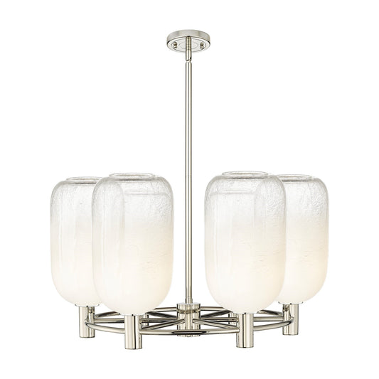 Innovations Brookhaven Cloche 27in 6-Light Chandelier | Industrial Polished Nickel and Opal Glass | Dining Room & Kitchen | Model 434-6CR-PN-G482-7OP