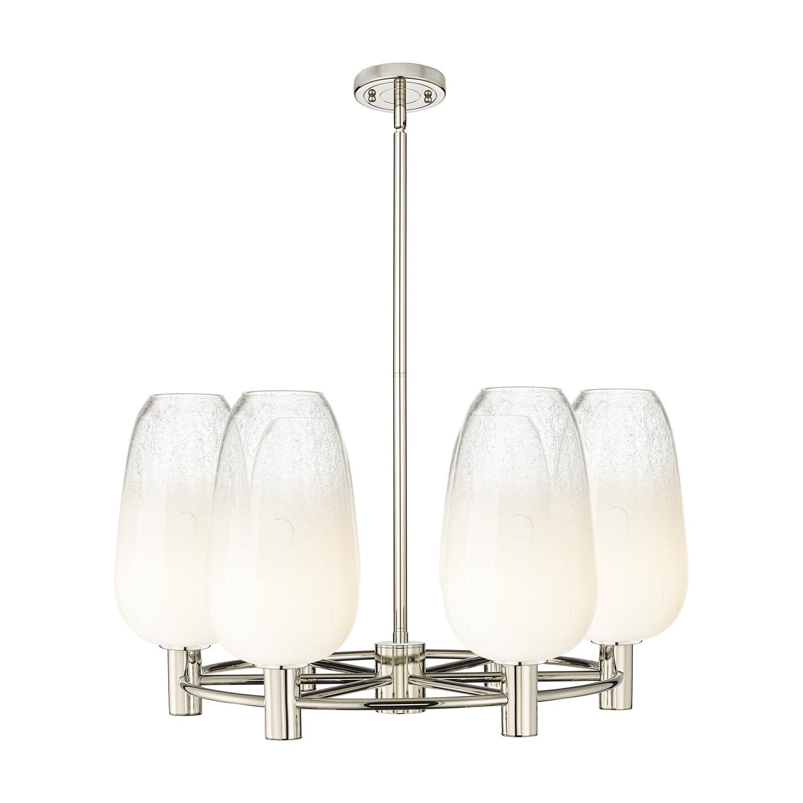 Innovations Brookhaven Flute 27in 6-Light Chandelier | Industrial Polished Nickel and Opal Glass | Dining Room & Kitchen | Model 434-6CR-PN-G484-7OP