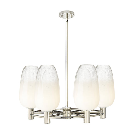 Innovations Brookhaven Flute 27in 6-Light Chandelier | Industrial Polished Nickel and Opal Glass | Dining Room & Kitchen | Model 434-6CR-PN-G484-7OP