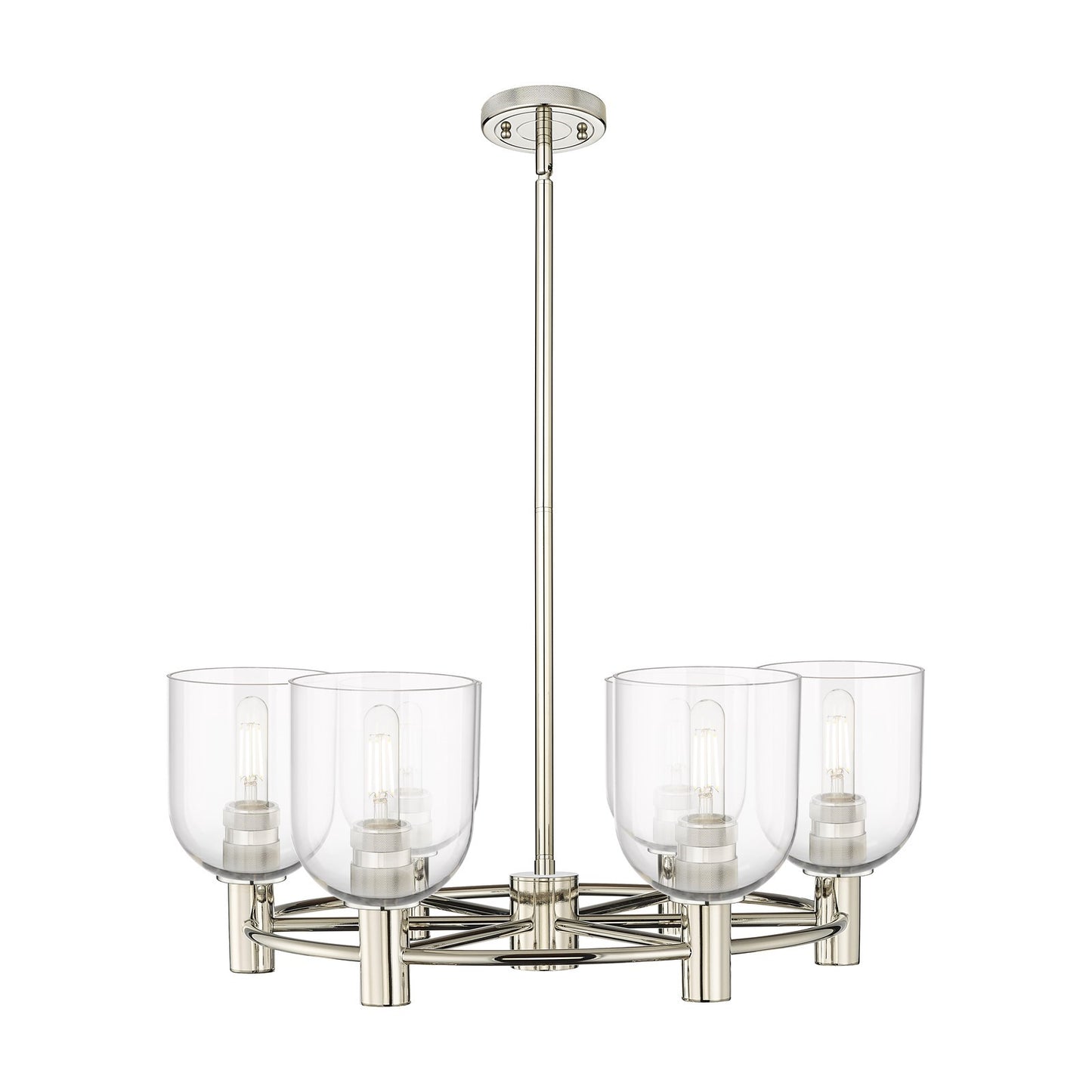 Innovations Bella 25in 6-Light Chandelier | Industrial Polished Nickel and Clear Glass | Dining Room & Kitchen Island | Model 434-6CR-PN-G558-6CL