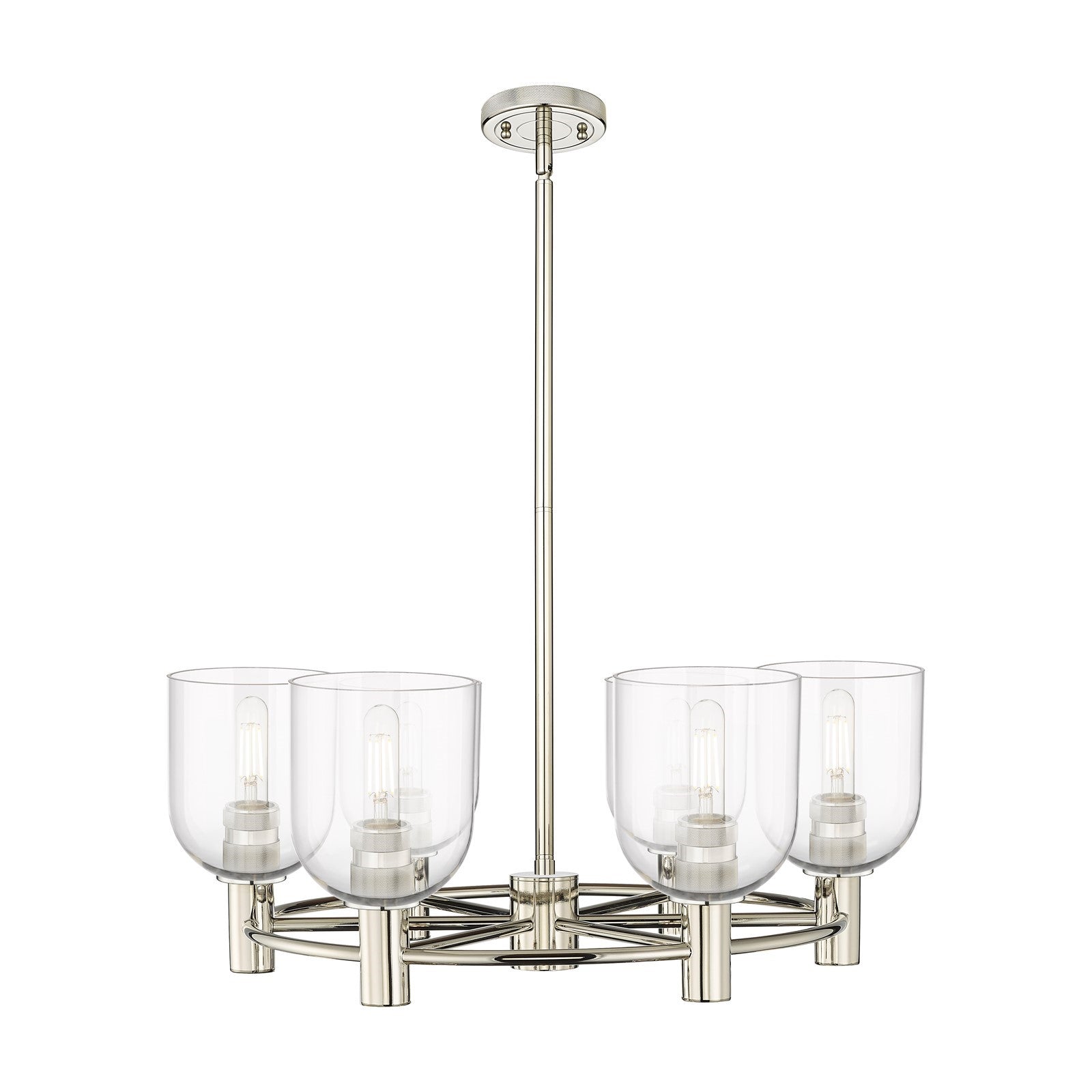 Innovations Bella 25in 6-Light Chandelier | Industrial Polished Nickel and Clear Glass | Dining Room & Kitchen Island | Model 434-6CR-PN-G558-6CL