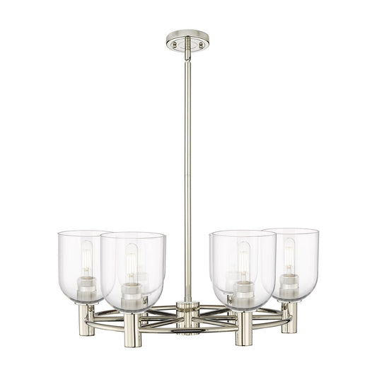 Innovations Bella 25in 6-Light Chandelier | Industrial Polished Nickel and Clear Glass | Dining Room & Kitchen Island | Model 434-6CR-PN-G558-6CL