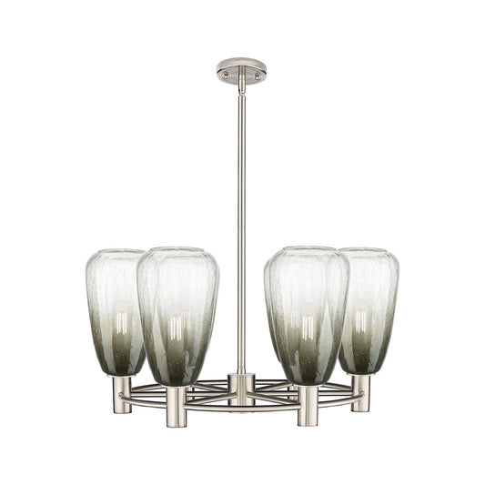 Innovations Brookhaven Almond 26in 6-Light Chandelier | Industrial Satin Nickel and Slate Glass | Dining Room & Kitchen | Model 434-6CR-SN-G480-6SL