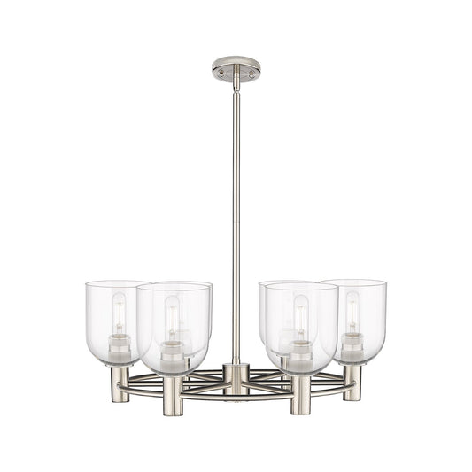 Innovations Bella 25in 6-Light Chandelier | Industrial Satin Nickel and Clear Glass | Kitchen Island & Dining Room | Model 434-6CR-SN-G558-6CL