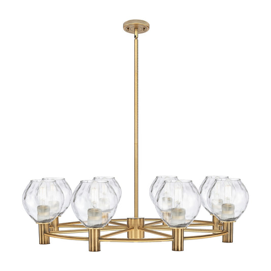 Innovations Waverly 36in 8-Light Chandelier | Industrial Brushed Brass and Clear Glass | Dining Room & Kitchen Island | Model 434-8CR-BB-G362