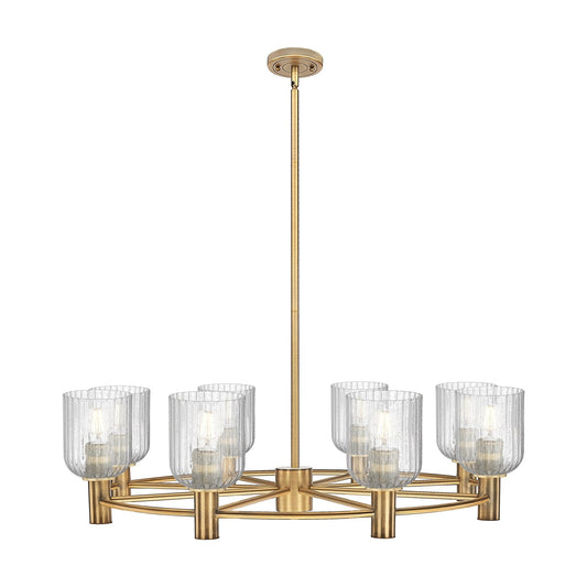 Innovations Crown Point 35in 8-Light Chandelier | Industrial Brushed Brass and Seedy Glass | Dining Room & Kitchen | Model 434-8CR-BB-G559-5SDY