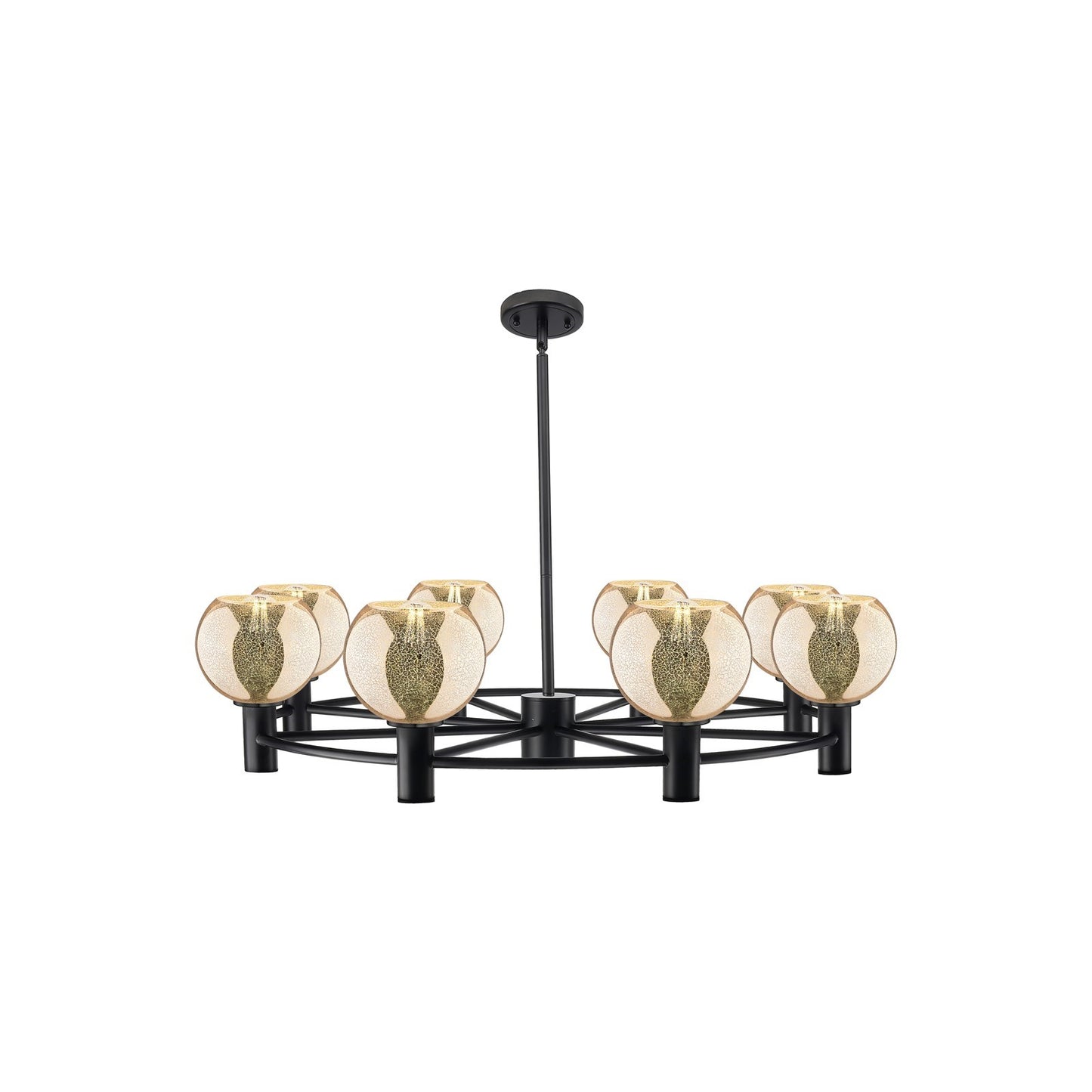 Innovations Athens 35.5in 8-Light Chandelier | Industrial Matte Black and Mercury Glass | Dining Room & Foyer | Model 434-8CR-BK-G128-6