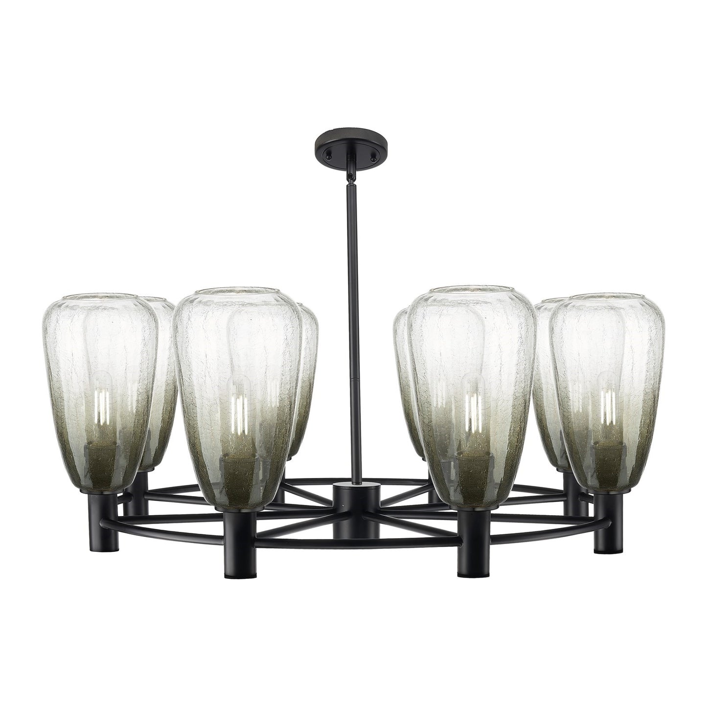 Innovations Brookhaven Almond 36in 8-Light Chandelier | Industrial Matte Black and Slate Glass | Dining Room & Foyer | Model 434-8CR-BK-G480-6SL