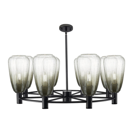 Innovations Brookhaven Almond 36in 8-Light Chandelier | Industrial Matte Black and Slate Glass | Dining Room & Foyer | Model 434-8CR-BK-G480-6SL