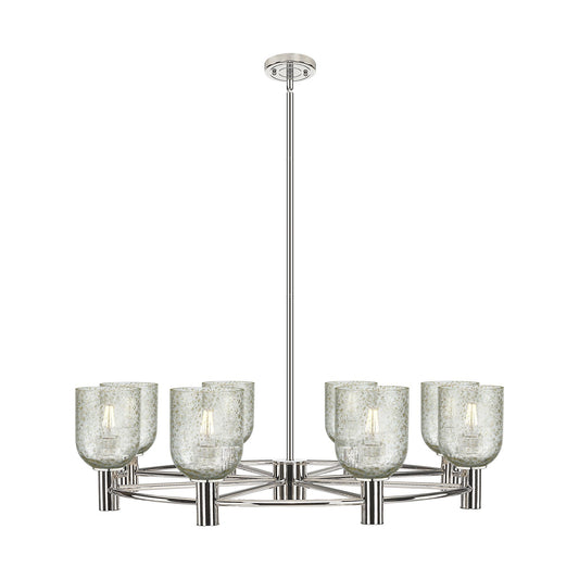 Innovations Caledonia 35in 8-Light Chandelier | Industrial Polished Nickel and Mica Glass | Dining Room & Foyer | Model 434-8CR-PN-G259