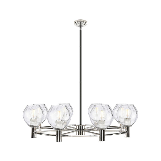Innovations Waverly 36in 8-Light Chandelier | Industrial Polished Nickel and Clear Glass | Kitchen Island & Dining Room | Model 434-8CR-PN-G362