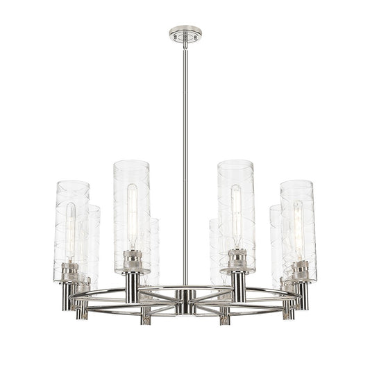 Innovations Crown Point 8Lt 32" Stem Chandelier/12" PN/DS - 434-8CR-PN-G434-12DE