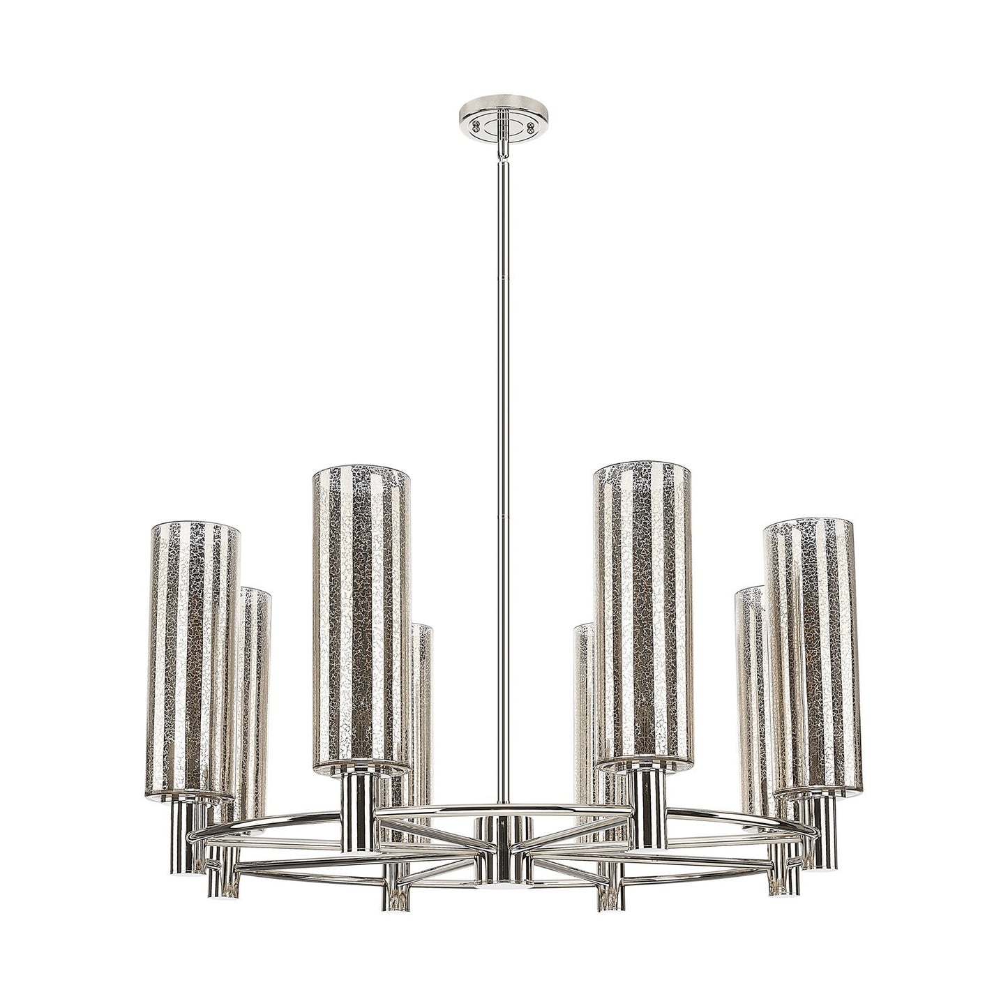Innovations Crown Point 32in 8-Light Chandelier | Industrial Polished Nickel and Mercury Glass | Kitchen Island & Dining | Model 434-8CR-PN-G434-12ME