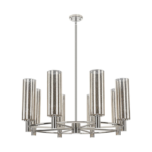 Innovations Crown Point 32in 8-Light Chandelier | Industrial Polished Nickel and Mercury Glass | Kitchen Island & Dining | Model 434-8CR-PN-G434-12ME