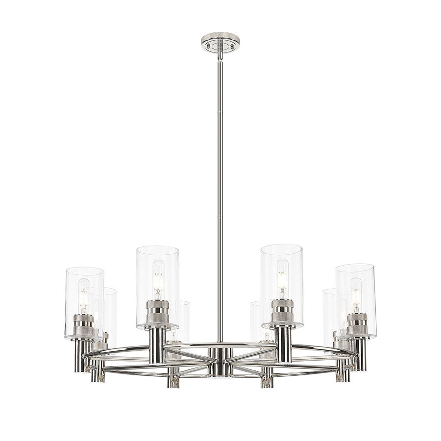 Innovations Crown Point 8Lt 32" Stem Chandelier/7" PN/CL - 434-8CR-PN-G434-7CL