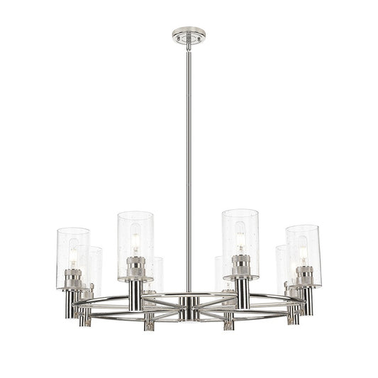 Innovations Crown Point 8Lt 32" Stem Chandelier/7" PN/SD - 434-8CR-PN-G434-7SDY