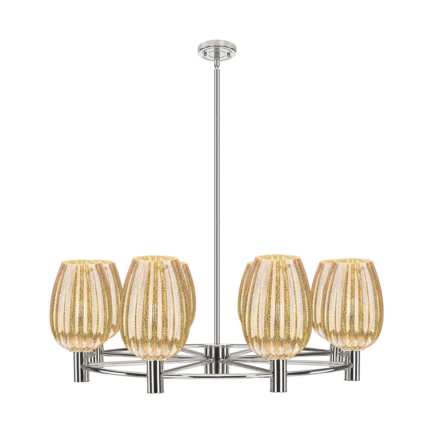 Innovations Preston Flute 36in 8-Light Chandelier | Industrial Polished Nickel and Mercury Glass | Dining Room & Kitchen | Model 434-8CR-PN-G457-6ME