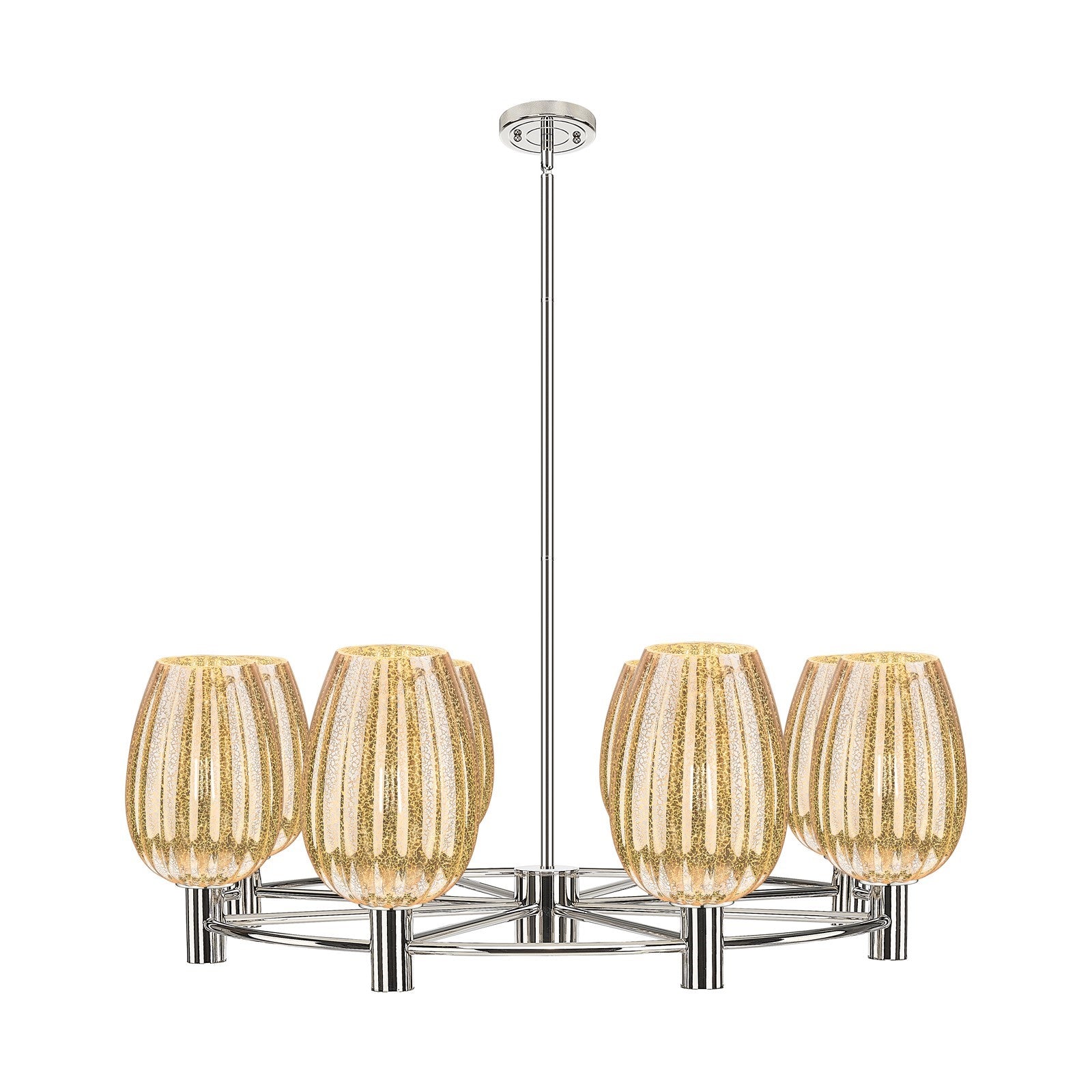 Innovations Preston Flute 36in 8-Light Chandelier | Industrial Polished Nickel and Mercury Glass | Dining Room & Kitchen | Model 434-8CR-PN-G457-6ME