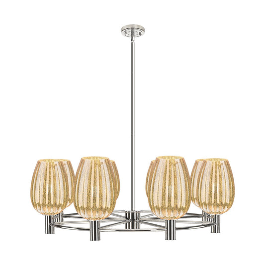 Innovations Preston Flute 36in 8-Light Chandelier | Industrial Polished Nickel and Mercury Glass | Dining Room & Kitchen | Model 434-8CR-PN-G457-6ME