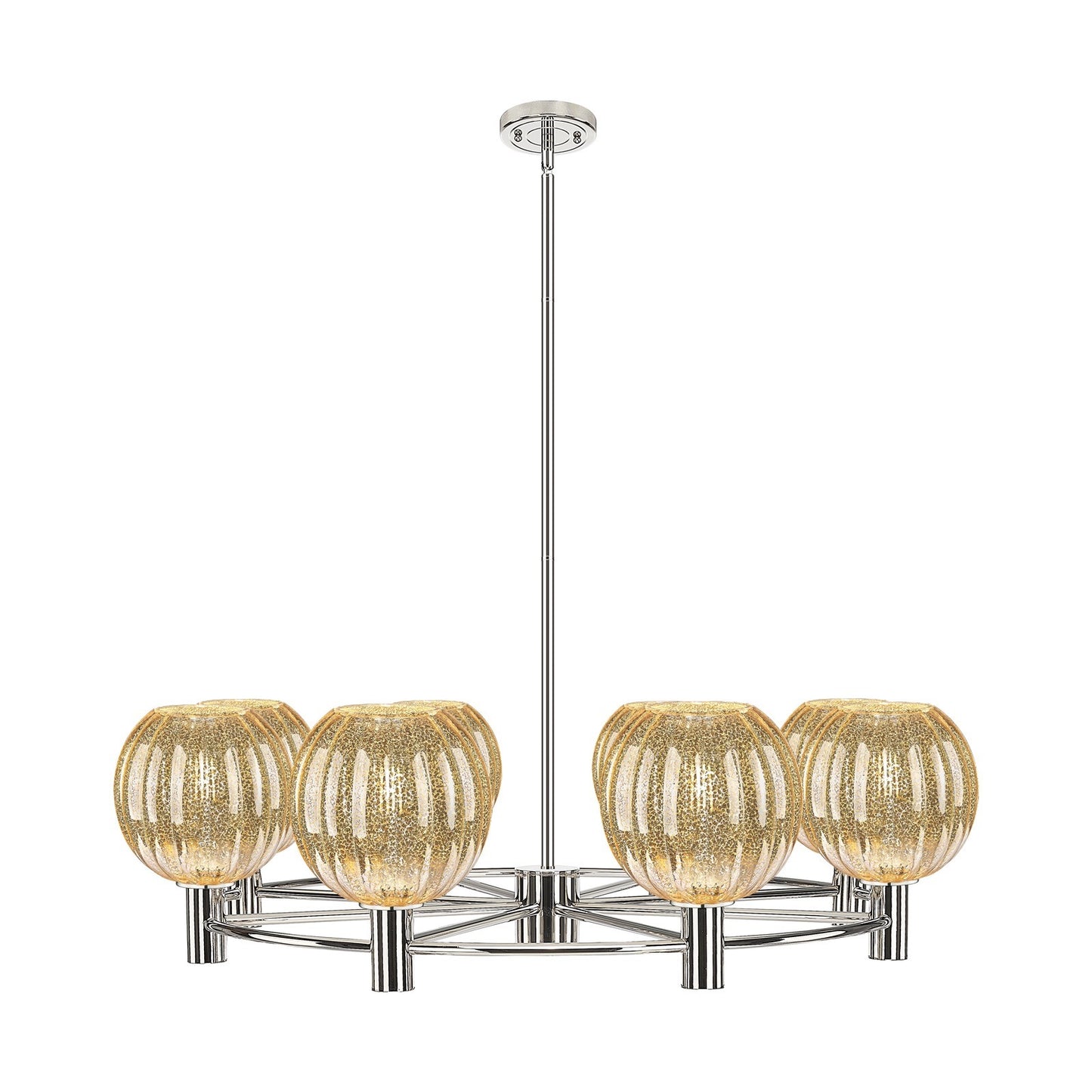 Innovations Preston Globe 37in 8-Light Chandelier | Industrial Polished Nickel and Mercury Glass | Dining Room & Living | Model 434-8CR-PN-G458-7ME